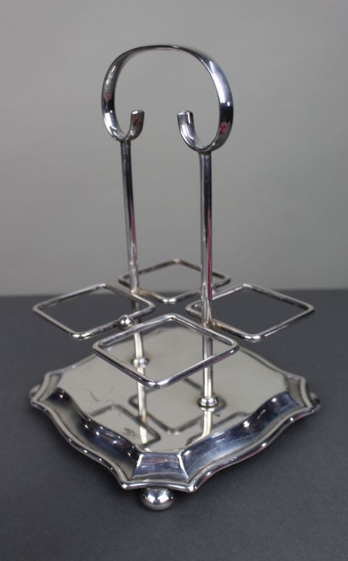 ANTIQUE SILVER PLATED CUT GLASS CRUET SET - ADDITIONAL PHOTO 5