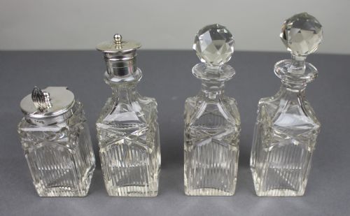 ANTIQUE SILVER PLATED CUT GLASS CRUET SET - ADDITIONAL PHOTO 6