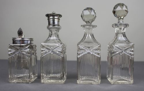 ANTIQUE SILVER PLATED CUT GLASS CRUET SET - ADDITIONAL PHOTO 9