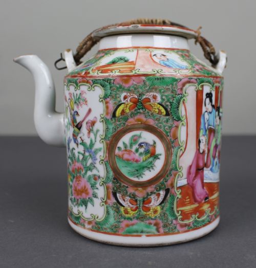 antique chinese canton famille rose teapot c1880 - CATEGORY: ANTIQUE CERAMICS - DATED 1880