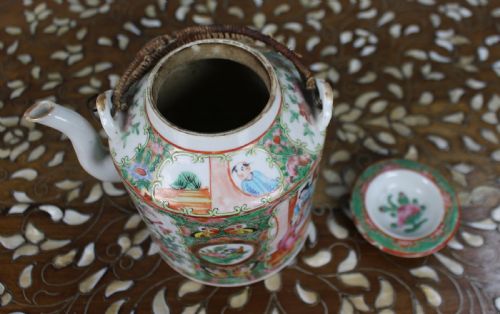 ANTIQUE CHINESE CANTON FAMILLE ROSE TEAPOT C1880 - ADDITIONAL PHOTO 14