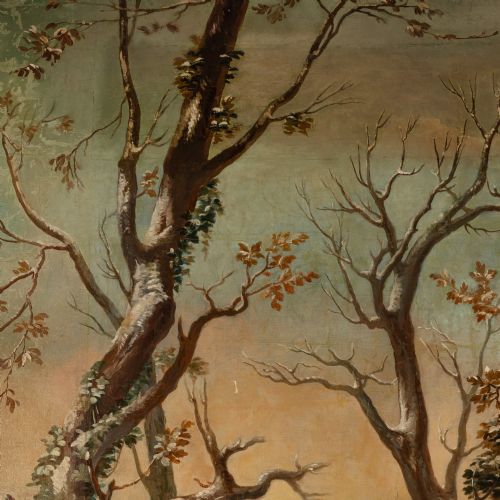 MONUMENTAL FRENCH OIL PAINTING OF ELEGANT SKATERS IN A WINTER LANDSCAPE LATE 19TH CENTURY - ADDITIONAL PHOTO 4