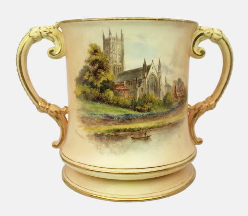 LARGE ROYAL WORCESTER LOVING CUP WORCESTER CATHEDRAL C1902 - ADDITIONAL PHOTO 3