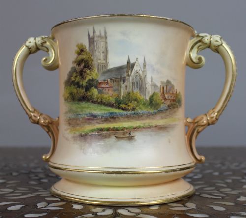 LARGE ROYAL WORCESTER LOVING CUP WORCESTER CATHEDRAL C1902 - ADDITIONAL PHOTO 12