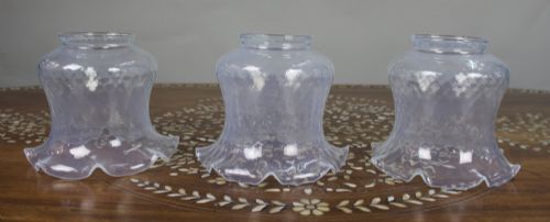 ANTIQUE GOTHIC REVIVAL BRASS THREELIGHT GASOLIER WITH OPALESCENT GLASS SHADES - ADDITIONAL PHOTO 12