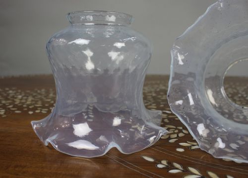 ANTIQUE GOTHIC REVIVAL BRASS THREELIGHT GASOLIER WITH OPALESCENT GLASS SHADES - ADDITIONAL PHOTO 14