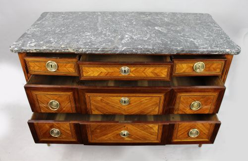 FRENCH LOUIS XVI PARQUETRY COMMODE WITH MARBLE TOP C1780 - ADDITIONAL PHOTO 9
