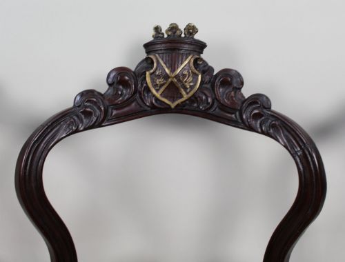 SET OF 4 VICTORIAN HERALDIC CRESTED CHAIRS CIRCA 1850 - ADDITIONAL PHOTO 10