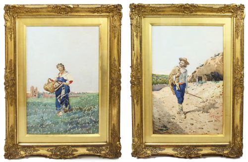 PAIR OF GRAND TOUR ITALIAN WATERCOLOURS BY FILIPPO INDONI 18421908 ROME 1880
