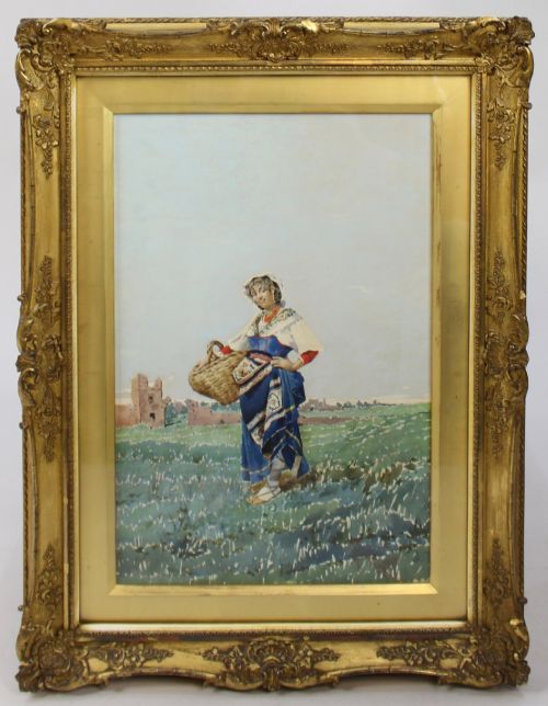 PAIR OF GRAND TOUR ITALIAN WATERCOLOURS BY FILIPPO INDONI 18421908 ROME 1880 - ADDITIONAL PHOTO 1