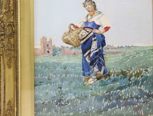 PAIR OF GRAND TOUR ITALIAN WATERCOLOURS BY FILIPPO INDONI 18421908 ROME 1880 - ADDITIONAL PHOTO 4