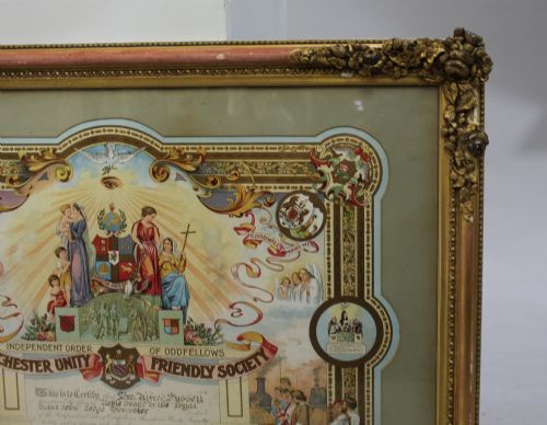 EDWARDIAN ODDFELLOWS MANCHESTER UNITY FRIENDLY SOCIETY CERTIFICATE WORCESTER 1905 - ADDITIONAL PHOTO 2