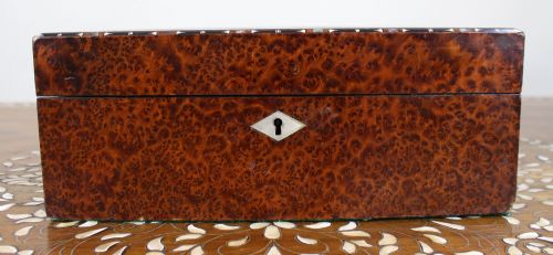 ANTIQUE REGENCY AMBOYNA MOTHEROFPEARL INLAID WRITING SLOPE C1830 - ADDITIONAL PHOTO 3