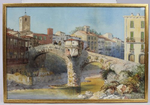 19TH CENTURY ITALIANATE WATERCOLOUR SIGNED JL DATED 1877