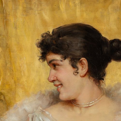 PORTRAIT PAINTING OF A YOUNG BEAUTY OIL ON CANVAS BY G J S BARY C1900 - ADDITIONAL PHOTO 2
