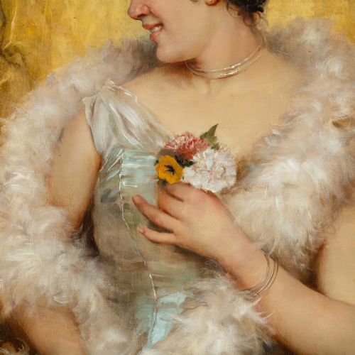 PORTRAIT PAINTING OF A YOUNG BEAUTY OIL ON CANVAS BY G J S BARY C1900 - ADDITIONAL PHOTO 3