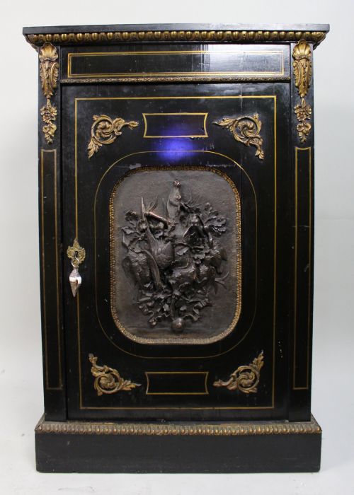 ANTIQUE FRENCH NAPOLEON III EBONISED PIER CABINET WITH C1860 - ADDITIONAL PHOTO 1