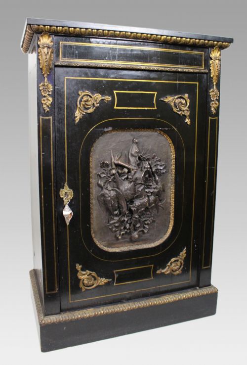 ANTIQUE FRENCH NAPOLEON III EBONISED PIER CABINET WITH C1860 - ADDITIONAL PHOTO 2
