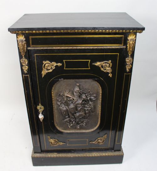 ANTIQUE FRENCH NAPOLEON III EBONISED PIER CABINET WITH C1860 - ADDITIONAL PHOTO 3