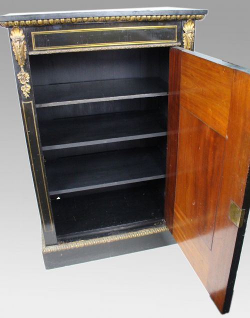 ANTIQUE FRENCH NAPOLEON III EBONISED PIER CABINET WITH C1860 - ADDITIONAL PHOTO 9