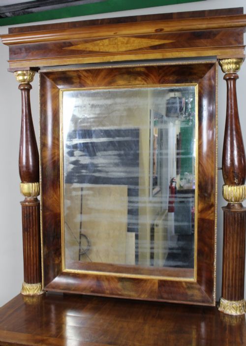 ANTIQUE MAHOGANY AND PARCEL GILT CONSOLE TABLE PIER MIRROR - ADDITIONAL PHOTO 4