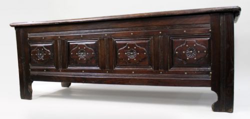 ANTIQUE 18TH CENTURY FRENCH PROVINCIAL OAK COFFER CHEST - ADDITIONAL PHOTO 4