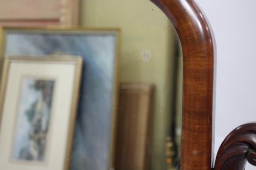 VICTORIAN MAHOGANY HARP SHAPED TOILET MIRROR C1850 - ADDITIONAL PHOTO 3