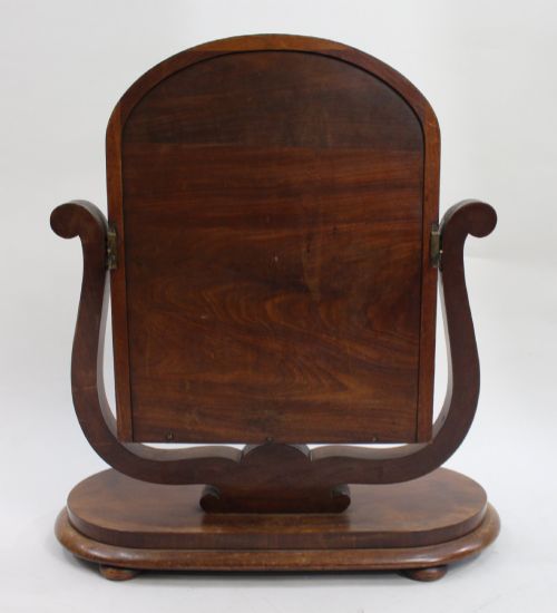 VICTORIAN MAHOGANY HARP SHAPED TOILET MIRROR C1850 - ADDITIONAL PHOTO 5