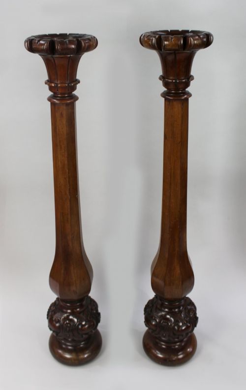 PAIR OF EARLY VICTORIAN CARVED MAHOGANY PEDESTALS - ADDITIONAL PHOTO 1