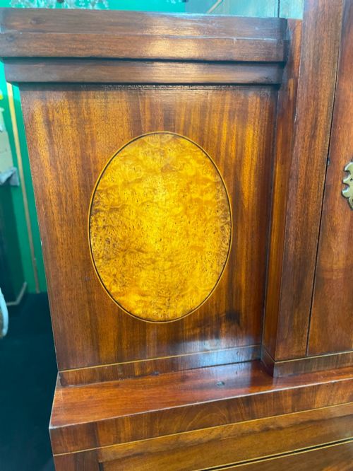 GEORGIAN MAHOGANY AND SATINWOOD INLAID SECRETAIRE CHEST C1800 - ADDITIONAL PHOTO 8