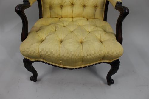 VICTORIAN MAHOGANY BUTTONBACK ARMCHAIR C1860 - ADDITIONAL PHOTO 3