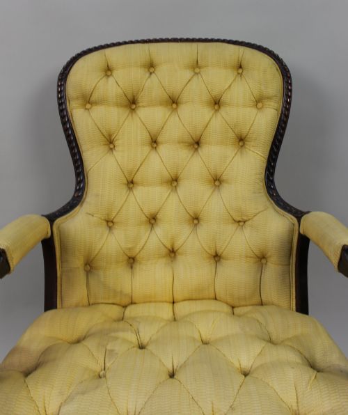 VICTORIAN MAHOGANY BUTTONBACK ARMCHAIR C1860 - ADDITIONAL PHOTO 6