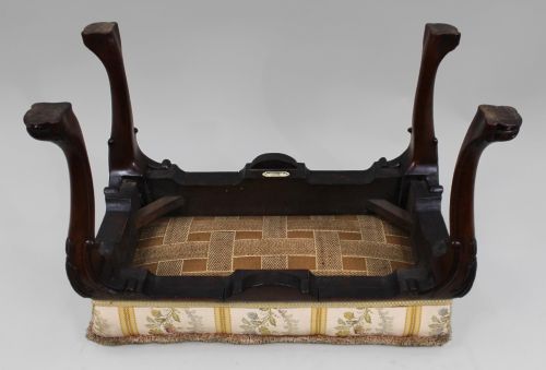 CARVED WALNUT UPHOLSTERED FOOTSTOOL C1930 - ADDITIONAL PHOTO 10