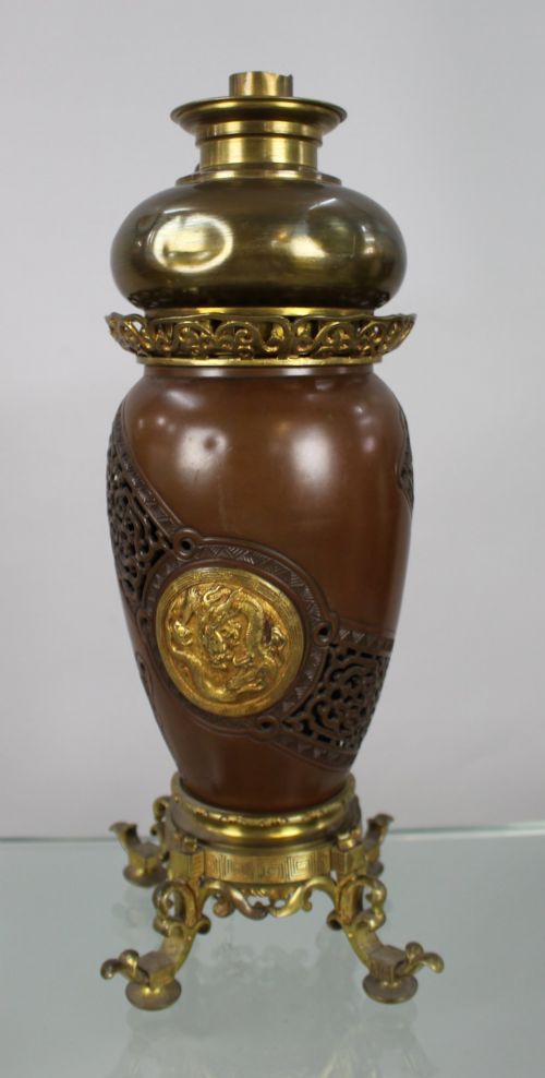 MEIJI PERIOD JAPANESE BRONZE OIL LAMP C1900 - ADDITIONAL PHOTO 5