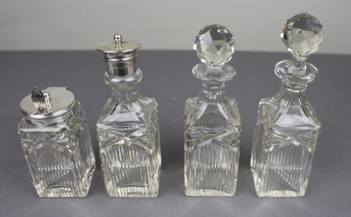 ANTIQUE SILVER PLATED CUT GLASS CRUET SET - ADDITIONAL PHOTO 5