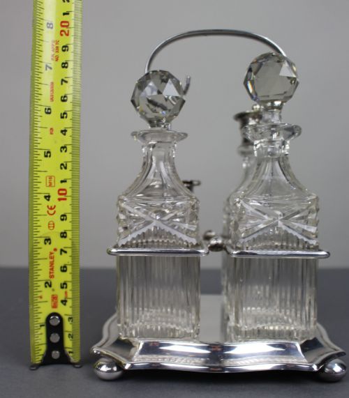 ANTIQUE SILVER PLATED CUT GLASS CRUET SET - ADDITIONAL PHOTO 9