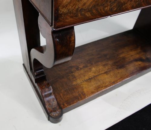 FINE NAPOLEON I PERIOD FRENCH MAHOGANY CONSOLE TABLE WITH VARIEGATED MARBLE TOP - ADDITIONAL PHOTO 9