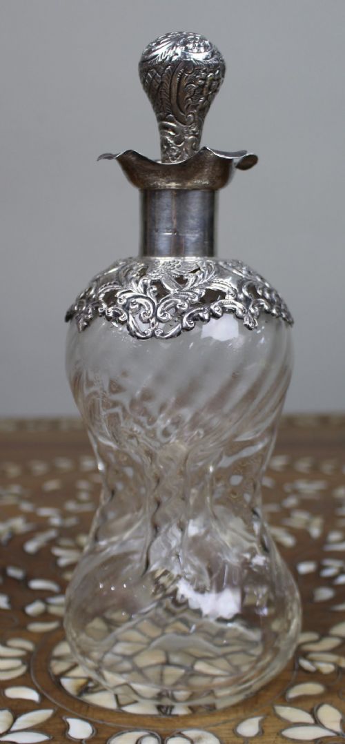 ANTIQUE SILVER MOUNTED CRYSTAL DECANTER - ADDITIONAL PHOTO 1