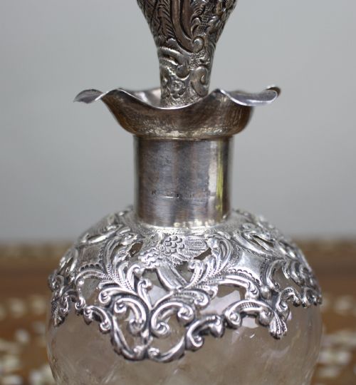 ANTIQUE SILVER MOUNTED CRYSTAL DECANTER - ADDITIONAL PHOTO 2