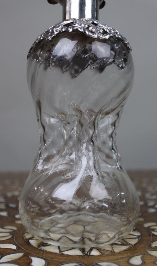 ANTIQUE SILVER MOUNTED CRYSTAL DECANTER - ADDITIONAL PHOTO 3