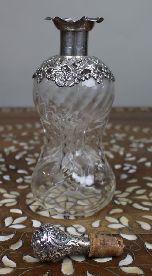 ANTIQUE SILVER MOUNTED CRYSTAL DECANTER - ADDITIONAL PHOTO 5