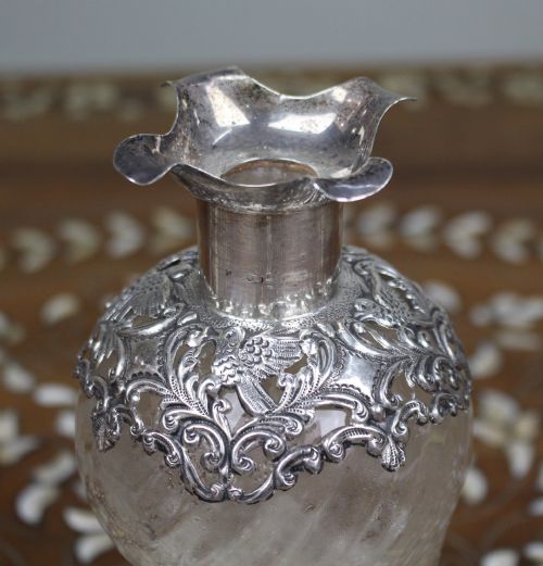 ANTIQUE SILVER MOUNTED CRYSTAL DECANTER - ADDITIONAL PHOTO 9