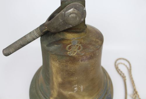 FINE BRITISH BRONZE SHIP'S BELL WITH CROWNED GR CIPHER - ADDITIONAL PHOTO 2