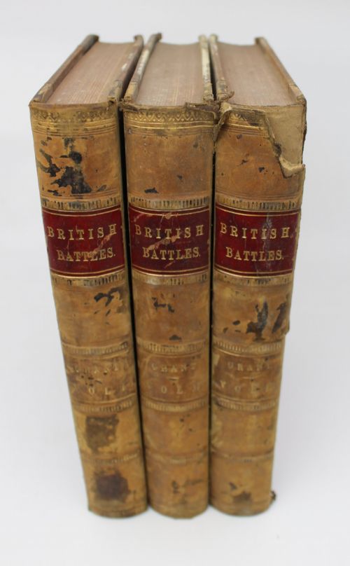 books three volumes british battles on land and sea by james grant c1870s - CATEGORY: ANTIQUE MISCELLANEOUS - DATED 1870