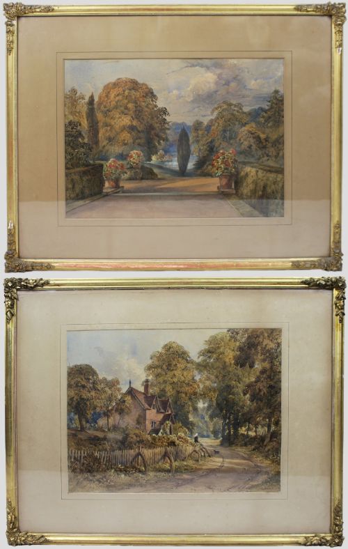 PAIR OF FINE VICTORIAN WATERCOLOURS ENGLISH LANDSCAPE VIEWS