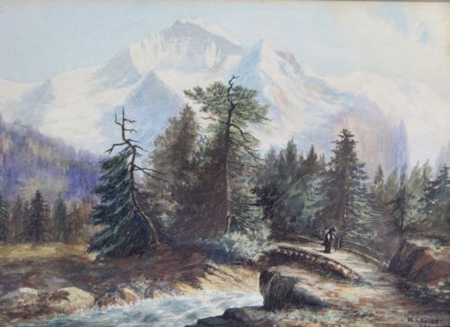 EDWARDIAN ALPINE WATERCOLOUR BY WL GUEST DATED 1903 - ADDITIONAL PHOTO 1