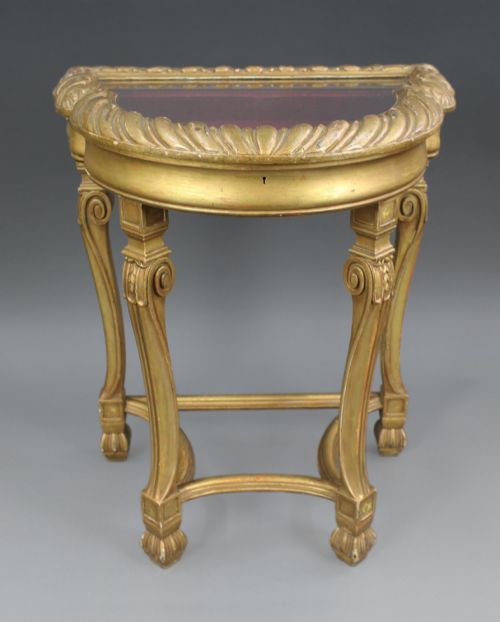 GILTWOOD DEMILUNE BIJOUTERIE TABLE C1900