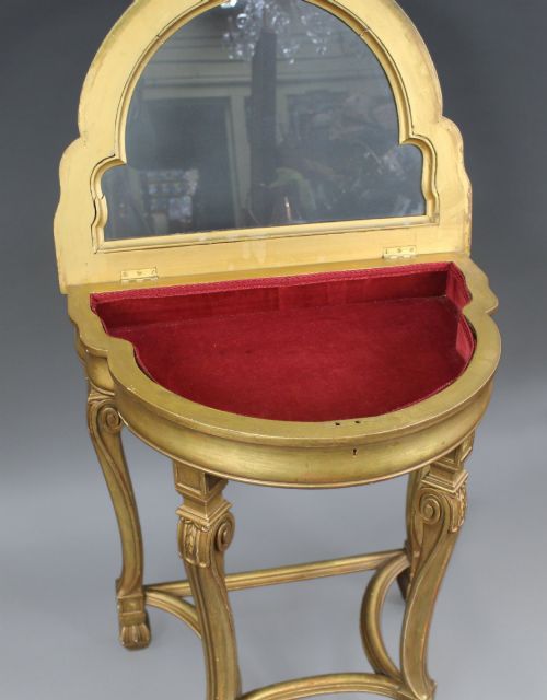 GILTWOOD DEMILUNE BIJOUTERIE TABLE C1900 - ADDITIONAL PHOTO 4