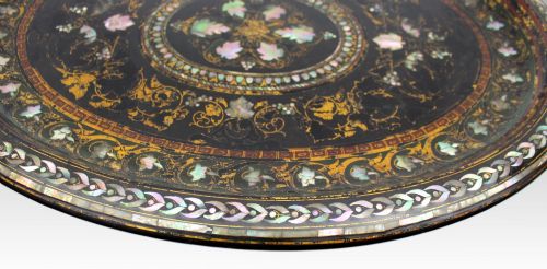 VICTORIAN PAPIERMCH AND MOTHEROFPEARL INLAID TRAY BY BENETFINK CO LONDON - ADDITIONAL PHOTO 6