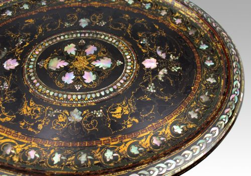 VICTORIAN PAPIERMCH AND MOTHEROFPEARL INLAID TRAY BY BENETFINK CO LONDON - ADDITIONAL PHOTO 7